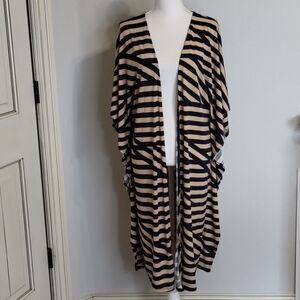𝅺MY Story Striped Duster Medium Navy /Tan